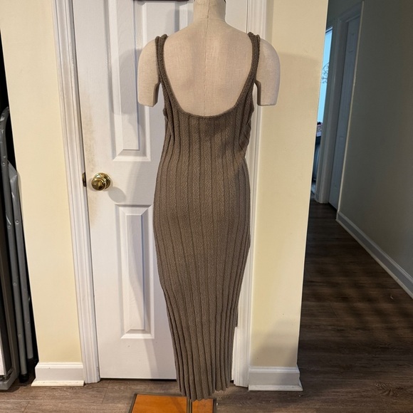 FP Beach by Free People Ribbed Knit Maxi Dress Tan Brown Sleeveless Bodycon L - Picture 3 of 11